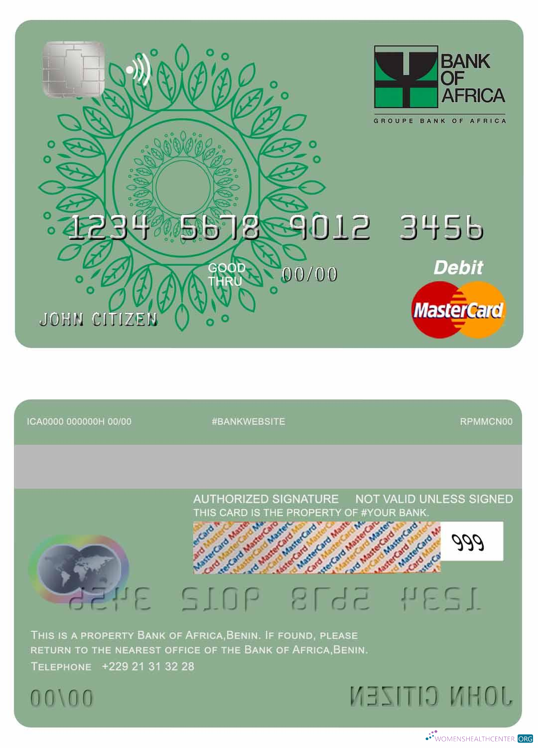 Download Benin Bank of Africa mastercard Photoshop template